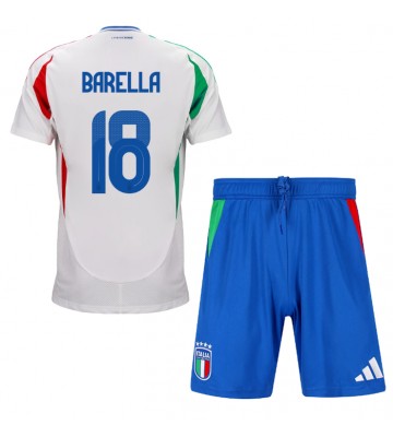 Italia Nicolo Barella #18 Segunda Equipación Niños Eurocopa 2024 Manga Corta (+ Pantalones cortos)